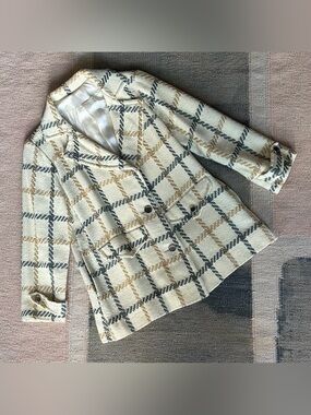 Vintage Plaid Cream Jacket size S/M